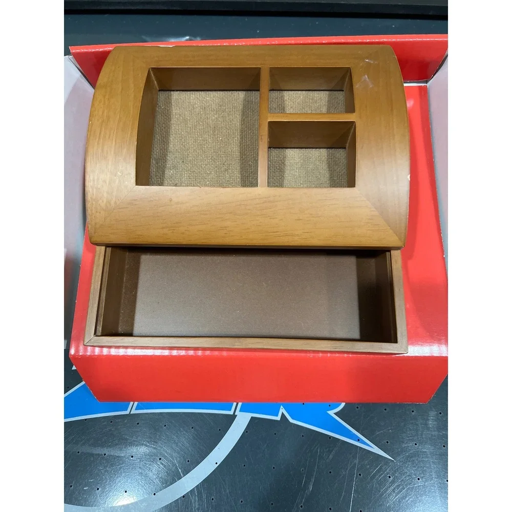 Wooden Collage Picture Frame Valet Box Curved Lid 3-Photo Storage Keepsake Case